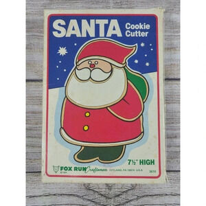 Vintage Fox Run Santa Cookie Cutter Metal Silver 7" High 1984 Craftsmen USA